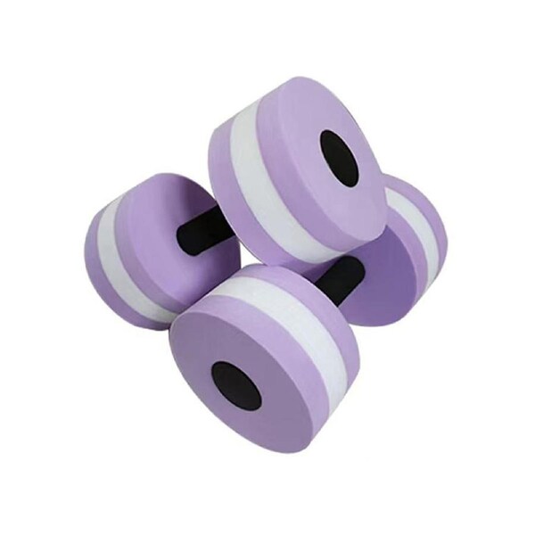 2Pcs EVA Foam Dumbbell Water Pool Weight Aerobics Medium Aquatic Barbell Fitness (4 Colours) Purple