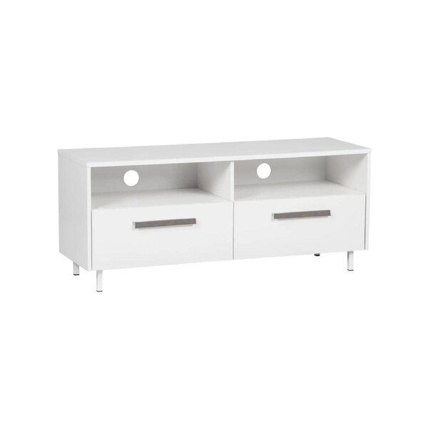 Maestro Furniture Ashley Wooden Modern Small TV Stand Entertainment Unit 2-Drawer White