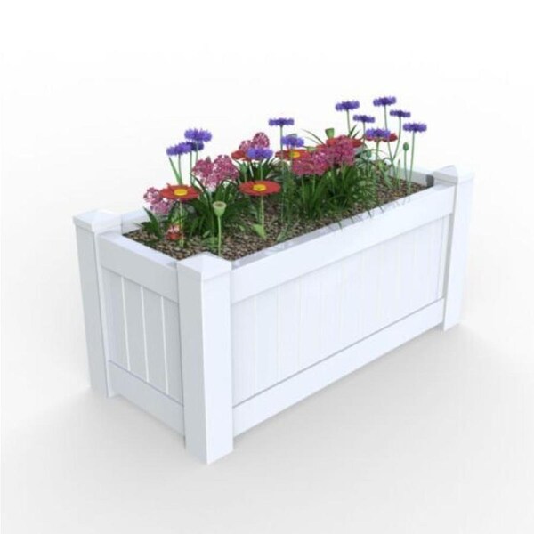 White Rectangular Hamptons style PVC Planters Planter Box PVC & UV Light Pot