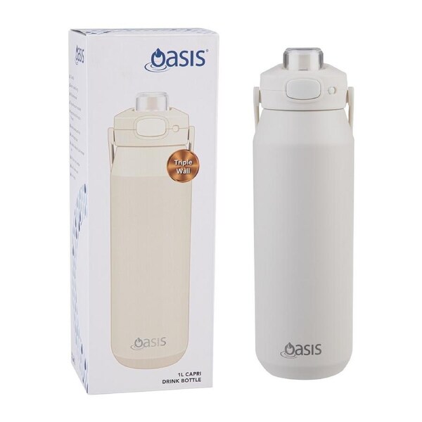 Oasis Capri Stainless Steel Ceramic Lined Insulated Drink Bottle 1L - Alabaster