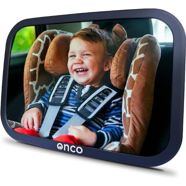 Onco Baby Car Mirror for Back Seat Rear Facing - Double Award-Winning Baby Mirror for Car Journeys, 100% Shatterproof Car Mirror Baby Rear Facing Seat, Shakeproof Car Accessories & Newborn Essentials