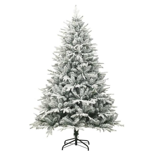 Artificial Xmas Christmas Tree with Flocked Snow Decorations Decor 180x110cm PVC
