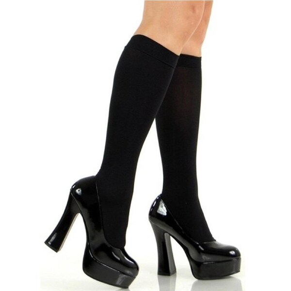 Black Opaque Knee High Socks