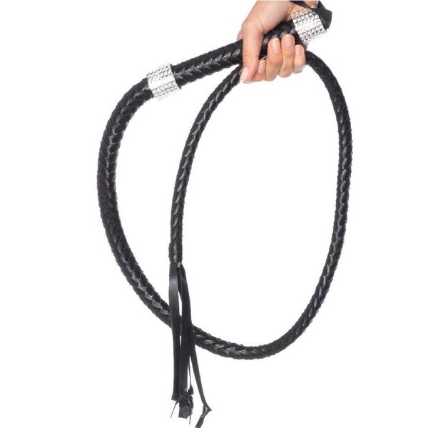 Faux Leather Braided Whip Costume Prop 1.4m