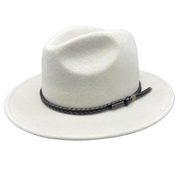 Jacaru Australian Wool Fedora Hat Outback 100% Wool Crushable Travel - Cream XL