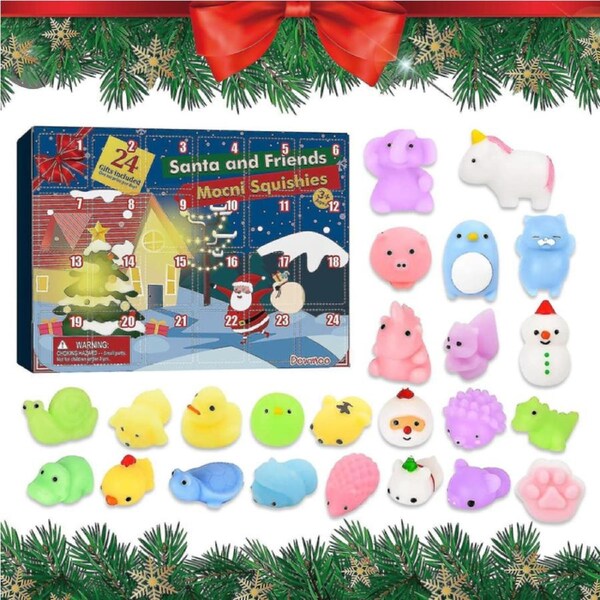 Advent Calendar 2022 Christmas Countdown Calendar Toy 24pcs Different Cute Mochi Animals Squishy Toys For Kids