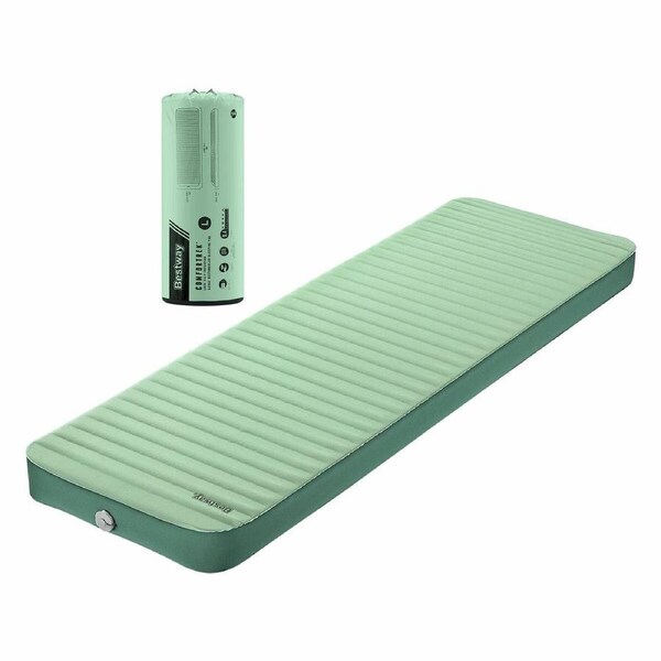 Bestway ComfortTrek Luxe Air Mattress Self Inflating Single Insulated TPU Blowup Camping Sleeping Mat Pad Large Rectangular Floor Bed