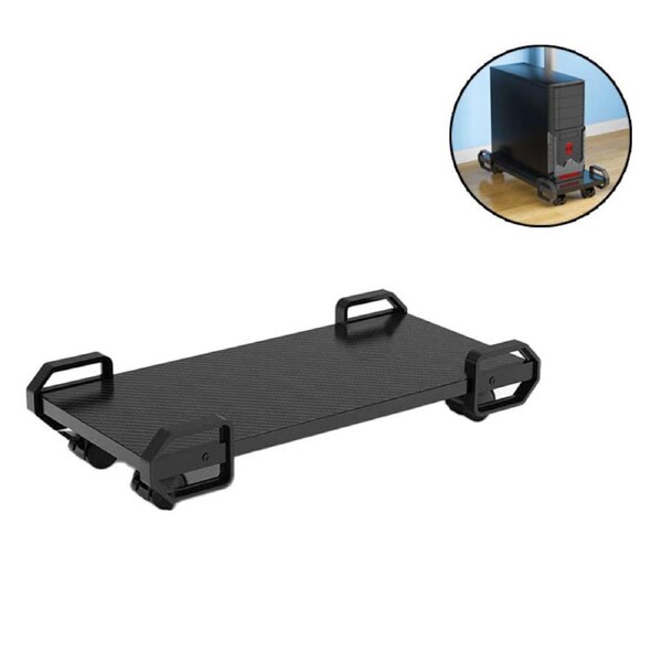 Nevenka CPU Stand Computer Tower Stand Holder with Locking Caster Wheels-Black L