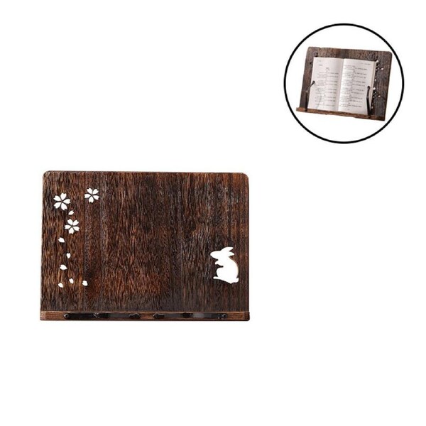 Nevenka Wooden Book Stand with Page Clips Foldable Reading Rest Holder-Sakura Rabbit S
