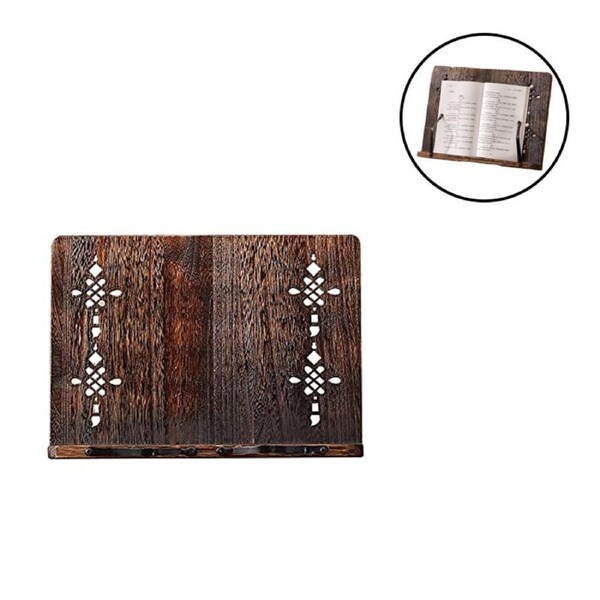 Nevenka Wooden Book Stand with Page Clips Foldable Reading Rest Holder-Chinese Knot L