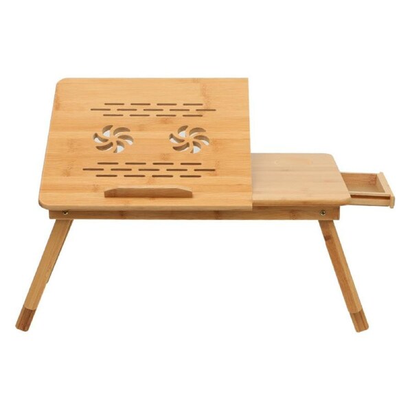 Nevenka Adjustable Portable Laptop Desk with Tilting Top Drawer-Brown S