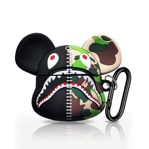 Nevenka 3D Protective Cartoon Fashion Airpods Cases for Airpods Pro/3 Cute Silicone Cases-Black Bear Bag AirPods3