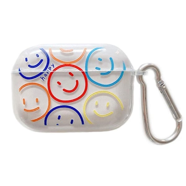 Nevenka Airpods TPU Case Cover Cute Smiley Clear with Keychain for Airpods Pro/3 Charging Case AirPodspro