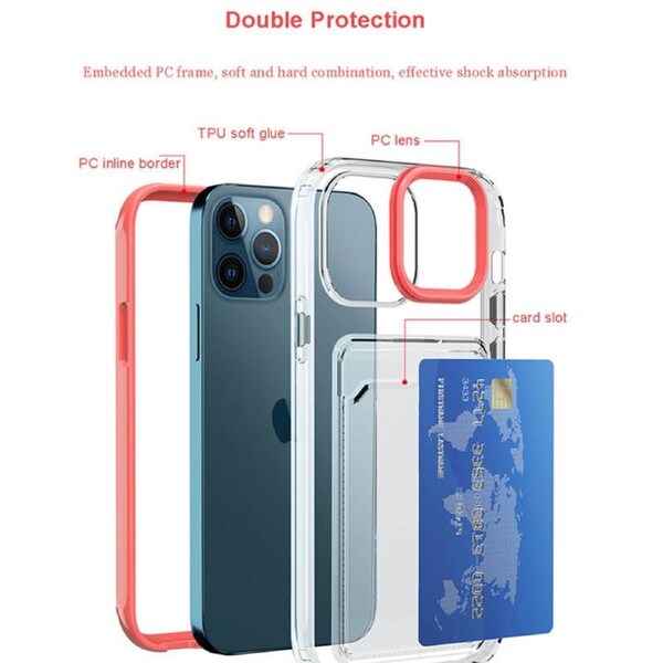 Nevenka Clear Card Case Slim Fit Protective Soft TPU Case with Card Holder for iPhone 13/13Pro/Pro Max-RoseRed iPhone13ProMax