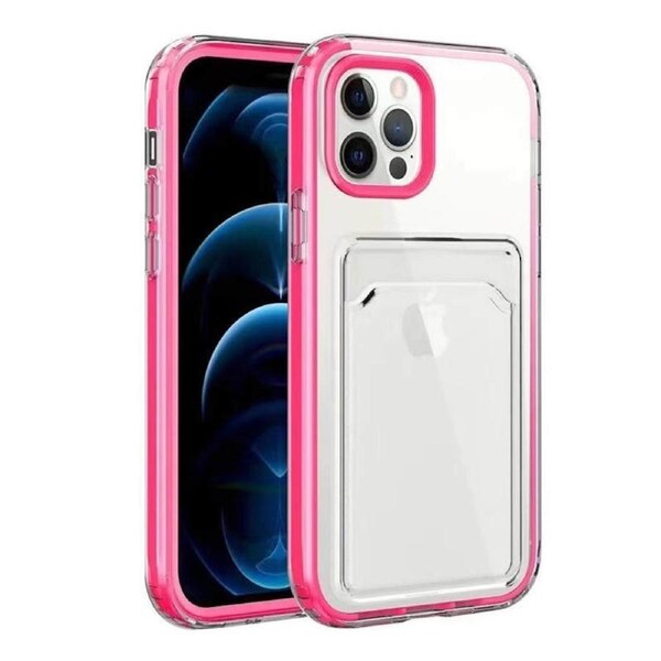 Nevenka Clear Card Case Slim Fit Protective Soft TPU Case with Card Holder for iPhone 13/13Pro/Pro Max-RoseRed iPhone13Pro