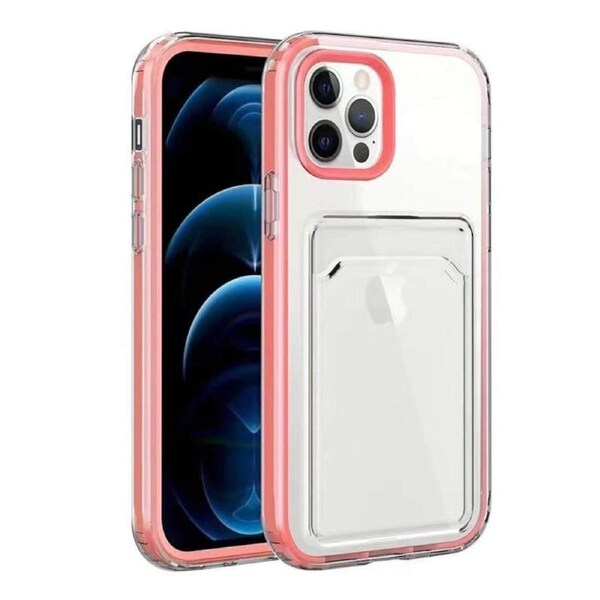 Nevenka Clear Card Case Slim Fit Protective Soft TPU Case with Card Holder for iPhone 13/13Pro/Pro Max-Pink iPhone13Pro