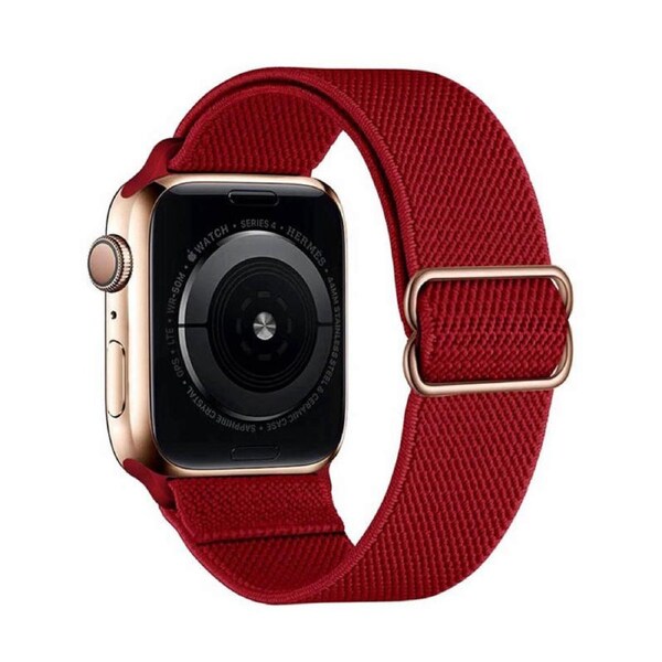 Nevenka Stretchy Solo Loop Strap 38/40/41mm 42/44/45mm Adjustable Elastics Weave Strap for iWatch Series7/6/5/4/3/2/1 SE-Red 38/40/41mm