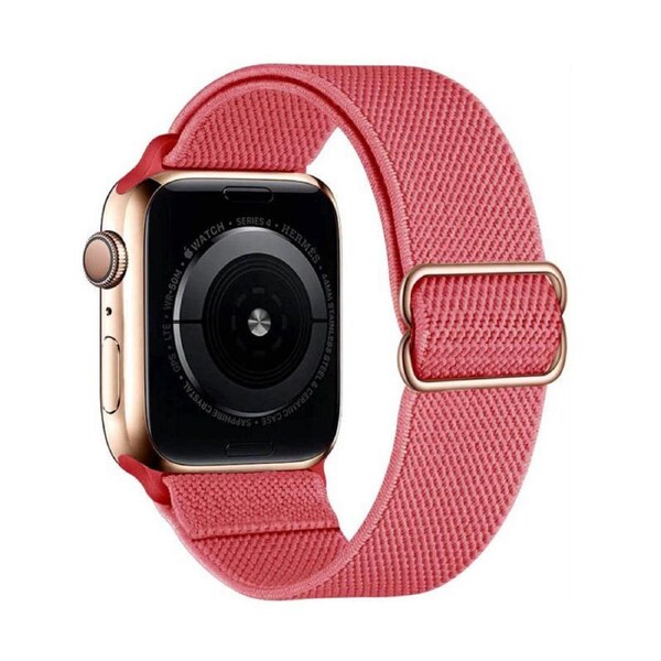 Nevenka Stretchy Solo Loop Strap 38/40/41mm 42/44/45mm Adjustable Elastics Weave Strap for iWatch Series7/6/5/4/3/2/1 SE-Rose Red 38/40/41mm