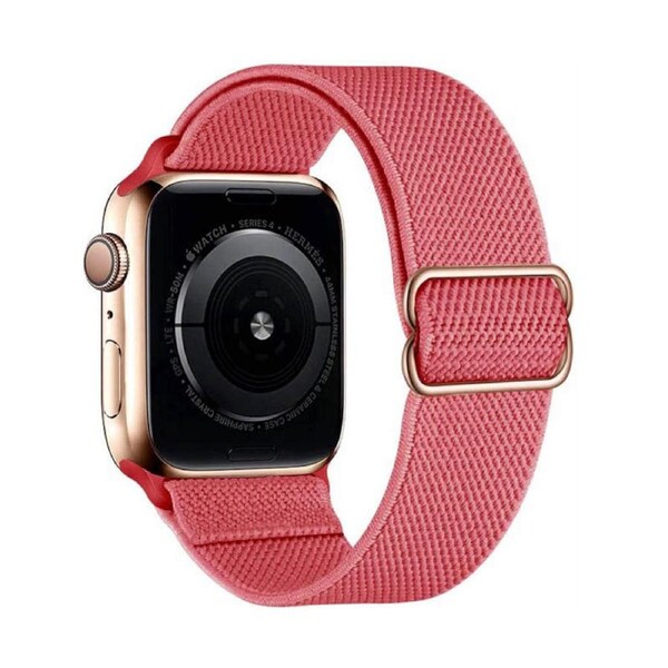 Nevenka Stretchy Solo Loop Strap 38/40/41mm 42/44/45mm Adjustable Elastics Weave Strap for iWatch Series7/6/5/4/3/2/1 SE-Rose Red 42/44/45mm
