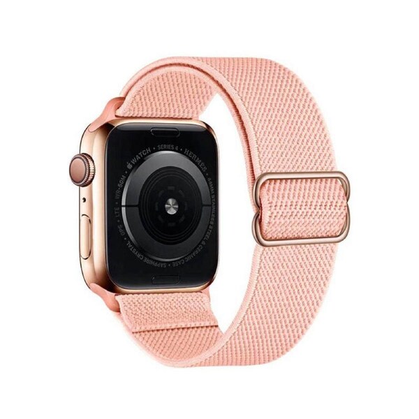 Nevenka Stretchy Solo Loop Strap 38/40/41mm 42/44/45mm Adjustable Elastics Weave Strap for iWatch Series7/6/5/4/3/2/1 SE-Pink Sand 42/44/45mm