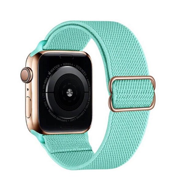Nevenka Stretchy Solo Loop Strap 38/40/41mm 42/44/45mm Adjustable Elastics Weave Strap for iWatch Series7/6/5/4/3/2/1 SE-Mint Green 38/40/41mm