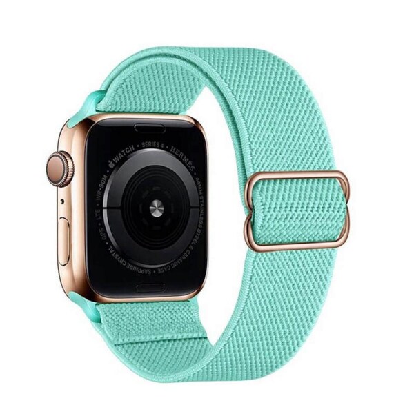 Nevenka Stretchy Solo Loop Strap 38/40/41mm 42/44/45mm Adjustable Elastics Weave Strap for iWatch Series7/6/5/4/3/2/1 SE-Mint Green 42/44/45mm