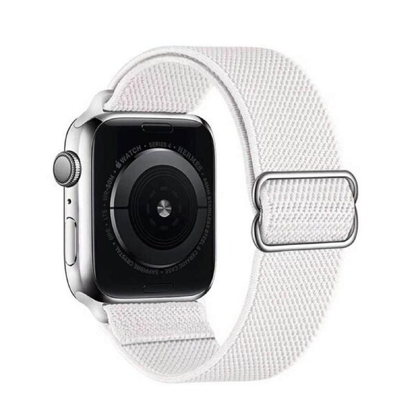 Nevenka Stretchy Solo Loop Strap 38/40/41mm 42/44/45mm Adjustable Elastics Weave Strap for iWatch Series7/6/5/4/3/2/1 SE-White 38/40/41mm