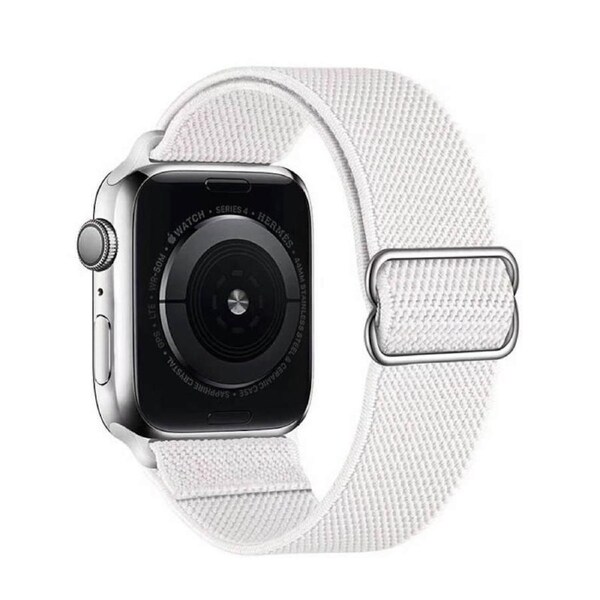 Nevenka Stretchy Solo Loop Strap 38/40/41mm 42/44/45mm Adjustable Elastics Weave Strap for iWatch Series7/6/5/4/3/2/1 SE-White 42/44/45mm