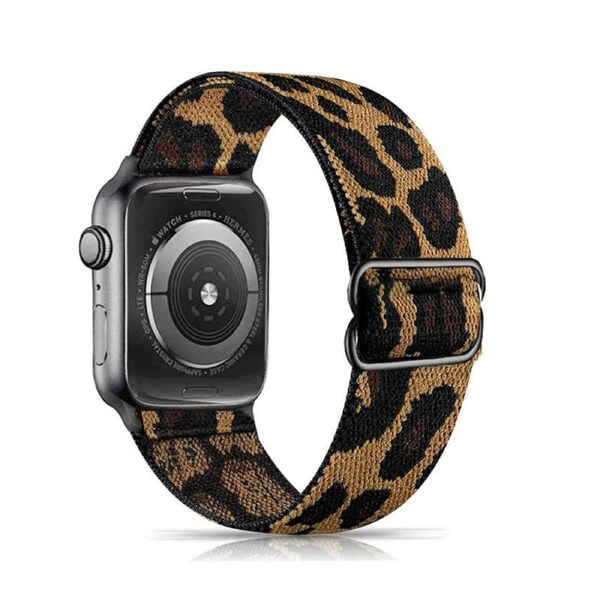 Nevenka Stretchy Solo Loop Strap 38/40/41mm 42/44/45mm Adjustable Elastics Weave Strap for iWatch Series7/6/5/4/3/2/1 SE-Leopard 38/40/41mm