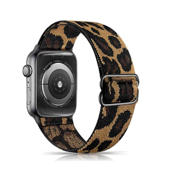 Nevenka Stretchy Solo Loop Strap 38/40/41mm 42/44/45mm Adjustable Elastics Weave Strap for iWatch Series7/6/5/4/3/2/1 SE-Leopard 42/44/45mm