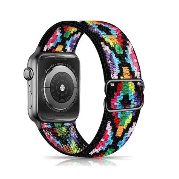 Nevenka Stretchy Solo Loop Strap 38/40/41mm 42/44/45mm Adjustable Elastics Weave Strap for iWatch Series7/6/5/4/3/2/1 SE-Colorful Geometric 38/40/41mm