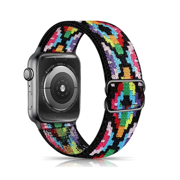 Nevenka Stretchy Solo Loop Strap 38/40/41mm 42/44/45mm Adjustable Elastics Weave Strap for iWatch Series7/6/5/4/3/2/1 SE-Colorful Geometric 42/44/45mm