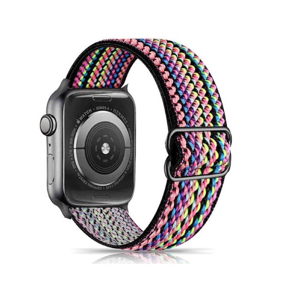 Nevenka Stretchy Solo Loop Strap 38/40/41mm 42/44/45mm Adjustable Elastics Weave Strap for iWatch Series7/6/5/4/3/2/1 SE-Color Bar 42/44/45mm
