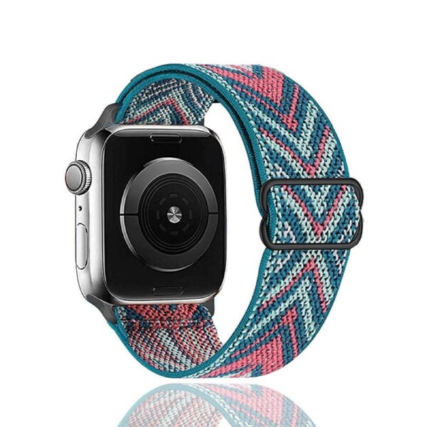 Nevenka Stretchy Solo Loop Strap 38/40/41mm 42/44/45mm Adjustable Elastics Weave Strap for iWatch Series7/6/5/4/3/2/1 SE-Green Pink Arrow 38/40/41mm