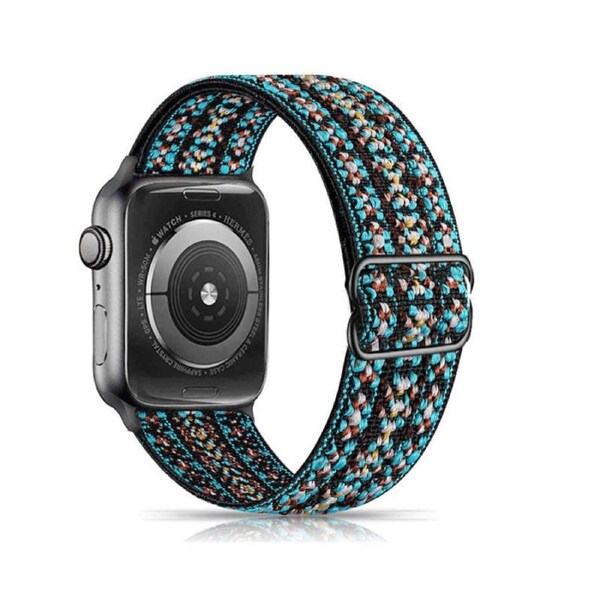 Nevenka Stretchy Solo Loop Strap 38/40/41mm 42/44/45mm Adjustable Elastics Weave Strap for iWatch Series7/6/5/4/3/2/1 SE-Green Blue Rattan 38/40/41mm