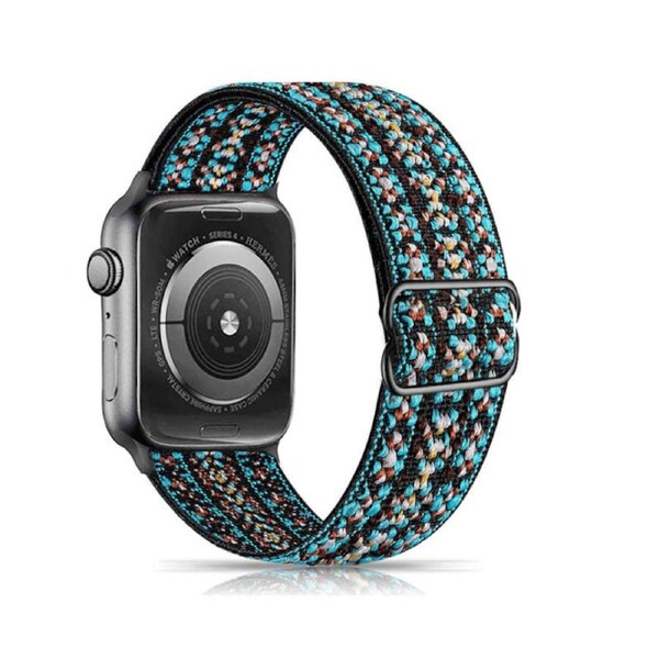 Nevenka Stretchy Solo Loop Strap 38/40/41mm 42/44/45mm Adjustable Elastics Weave Strap for iWatch Series7/6/5/4/3/2/1 SE-Green Blue Rattan 42/44/45mm
