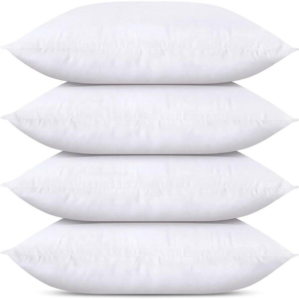 4x Premium 100% Cotton Pillow with Cover Filled Durable Soft Standard - 48x74cm