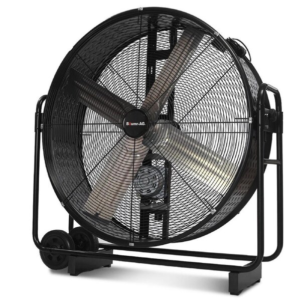 BAUMR-AG 42" 1067mm 660W Industrial Mobile Floor Drum Fan, Belt Drive, Tilting, Large, Commercial, Heavy-duty Frame, EESS Certified