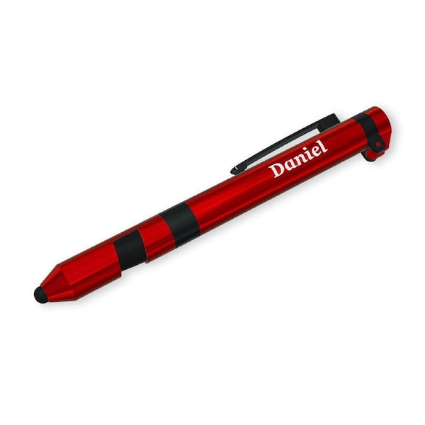 3pc Daniel Multi Tool Pen 7 In 1 Functions w/ Torch/Screwdriver Red Case