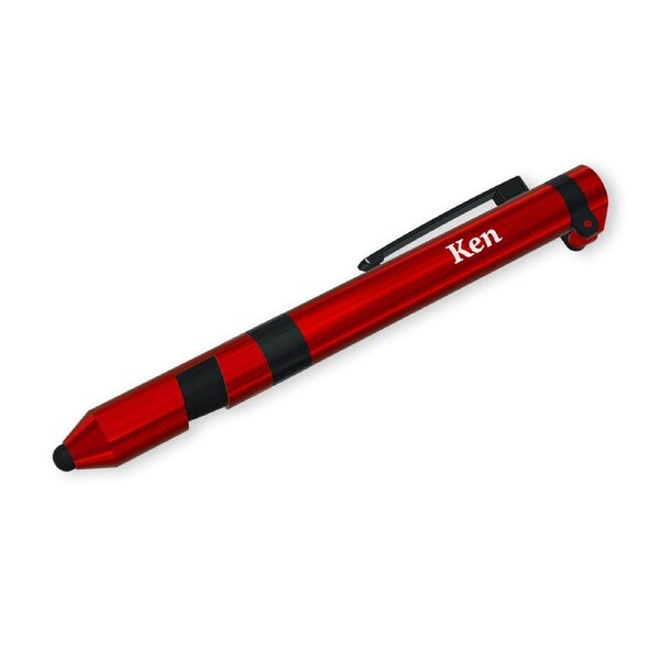 3pc Ken Multi Tool Pen 7 In 1 Functions w/ Torch/Screwdriver Set Red Case