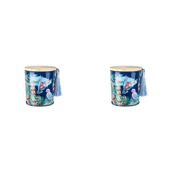 2x Australiana 300g Vanilla Scented Candle w/Wood Lid & Tassel Home Decor Galah