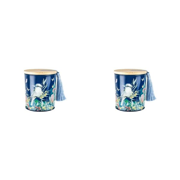 2x Australiana 300g Vanilla Scented Candle w/Wood Lid & Tassel Decor Kookaburra