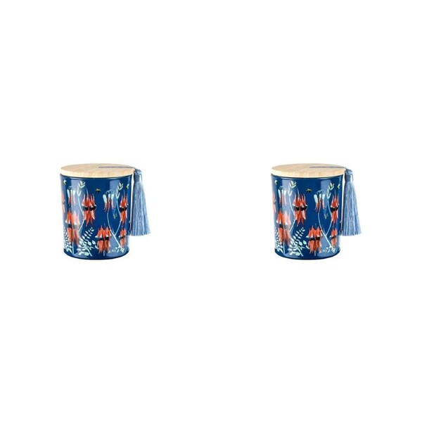 2x Australiana 300g Vanilla Scented Candle w/Wood Lid & Tassel Decor Desert Pea