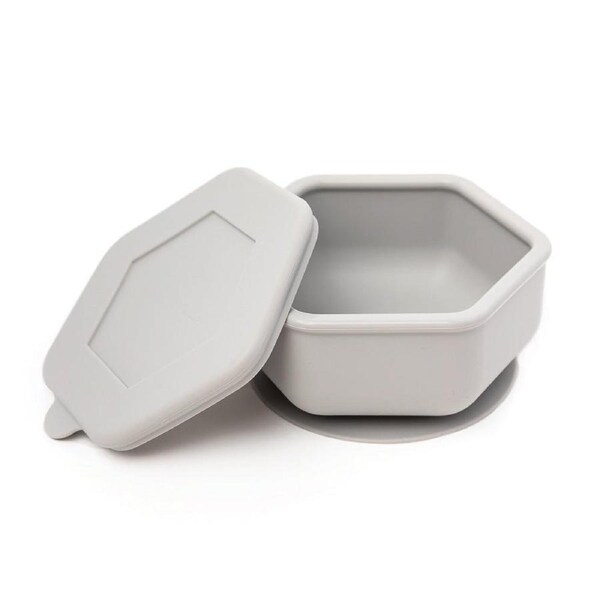 Tiny Twinkle - Silicone Suction Bowl and Lid Set - Grey