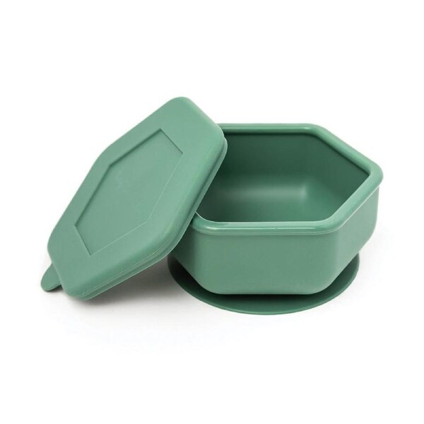 Tiny Twinkle - Silicone Suction Bowl and Lid Set - Olive Green