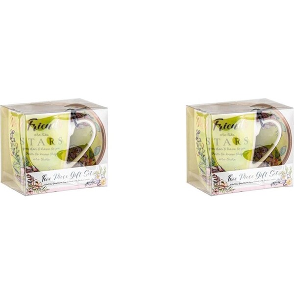 2x Best Friends Ceramic 350ml Tea/Coffee Mug w/ Coaster Drinkware Set Yellow