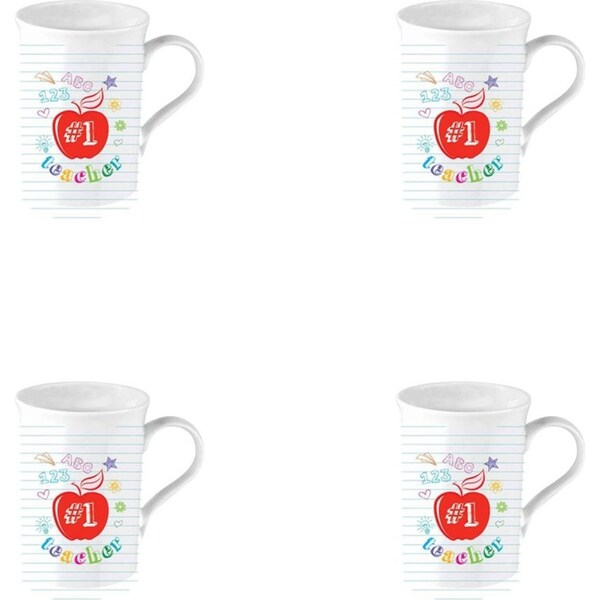 4x No 1 Teacher New Bone China 360ml Tea/Coffee Mug Thank You Cup Drinkware