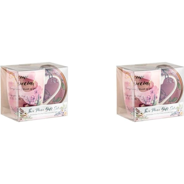 2x Someone Special Ceramic 350ml Tea/Coffee Mug w/ Coaster Drinkware Set Pink