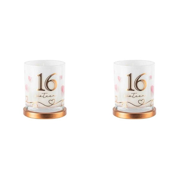 2x 16th Candle Vanilla Fragrance Smell 15-20hr Burn Time 9x8cm Keepsake Gift Set