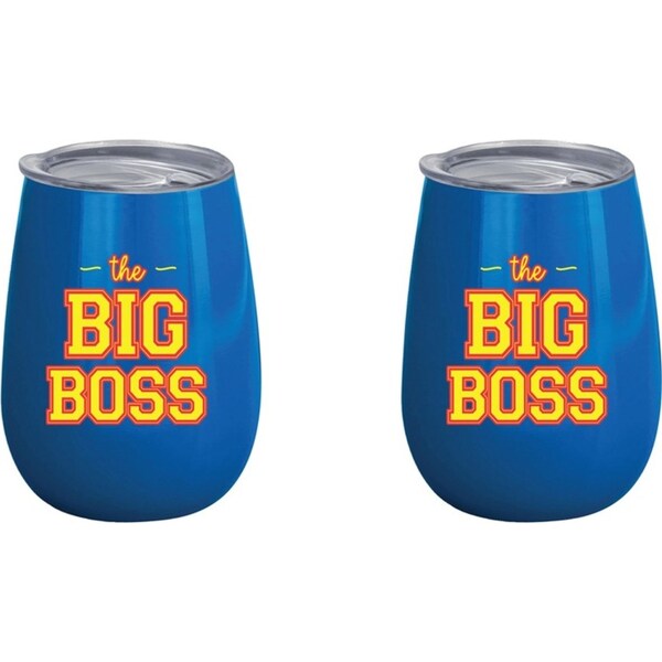 2x The Big Boss 360ml Stainless Steel Double Walled Tumbler Insulated Cup/Mug